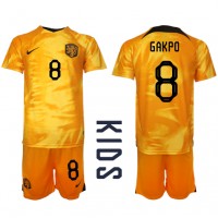 Niederlande Cody Gakpo #8 Fußballbekleidung Heimtrikot Kinder WM 2022 Kurzarm (+ kurze hosen)